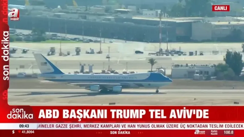 Gazze'de takas başladı Trump Tel Aviv'e indi! İsraillilerden Air Force One'a özel karşılama